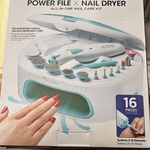 Kiss Nail Care Set with Power File and Dryer - White and Pink